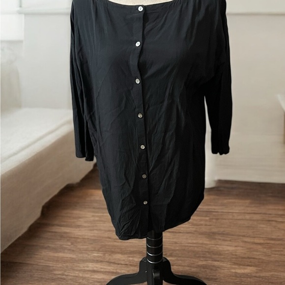 J. Jill Black Button Down Tunic Relaxed Fit - Picture 1 of 5
